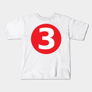 Number 3 Big Red Dot Letters & Numbers Kids T-Shirt